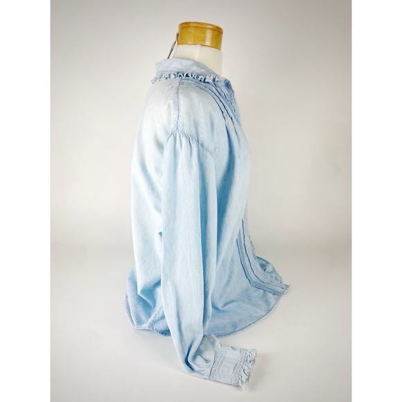 90s Womens Ralph Lauren Polo Country Denim Pleaded Button Up Shirt Western SZ 10 - Picture 5 of 14